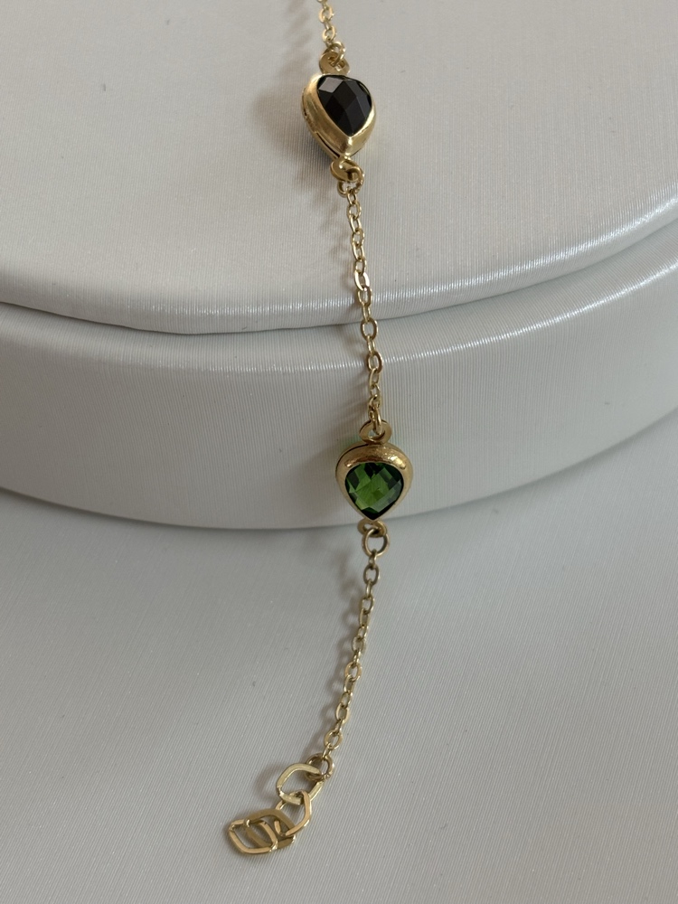 צמיד זהב צהוב 14K משובץ אבני טיפה צבעוניות